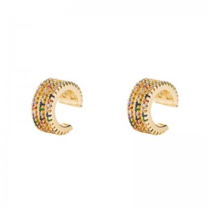 Ins新ヨーロッパとアメリカンの男性と女性の耳の骨のクリップ銅のマイクロインレイドのカラージルコニウムシンプルイヤークリップをピアスホップのイヤリングなし