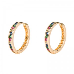 ヨーロッパとアメリカのカラフルなサークルイヤリング、小さいサークルイヤリング、幾何学的なイヤリング、女性の色のダイヤモンドのヒップホップのイヤリングのイヤリング